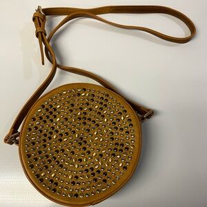 Street Level Brown Studded Circle Crossbody Bag